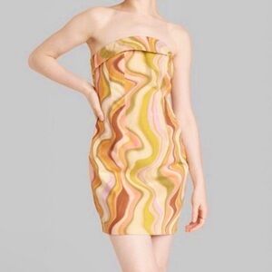 Wild Fable Womens Twill Tube Bodycon Dress Neutral Wave Zip Up